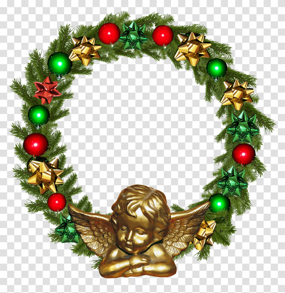 Frame Border Christmas Angel Christmas Frame Circle, Wreath, Ornament, Christmas Tree, Plant Transparent Png