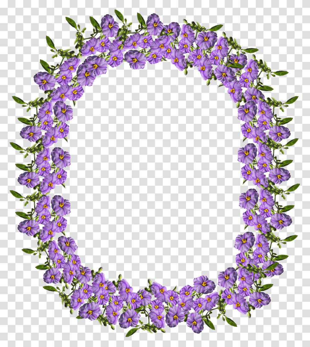 Frame Border Purple Free Photo Gambar Tepi Bingkai Bunga Ungu, Flower, Plant, Blossom, Wreath Transparent Png