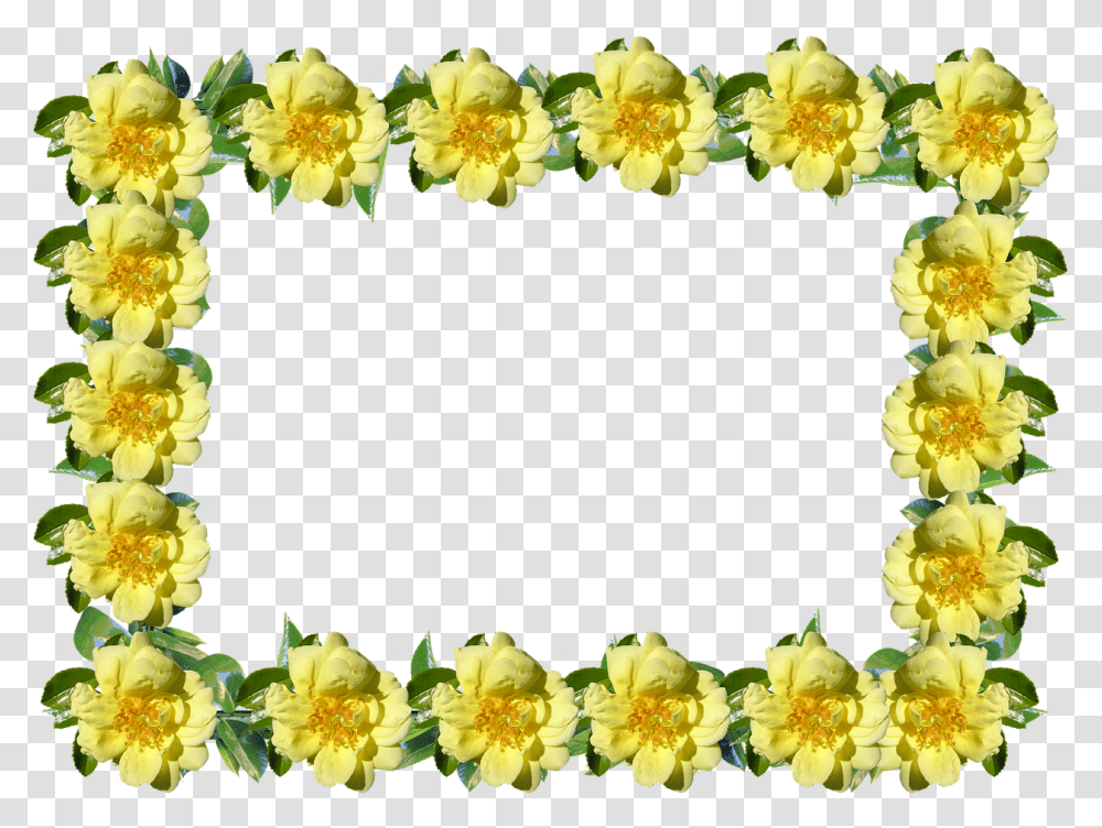 Frame Border Rose Free Picture Yellow Flower Frame, Plant, Petal, Flower Arrangement, Wreath Transparent Png