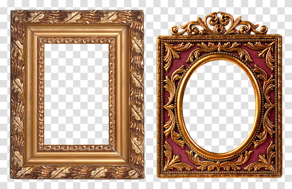 Frame Carved Gold Baguette Filigreed Ornament Oval Shaped Photo Frame, Mirror, Bronze Transparent Png
