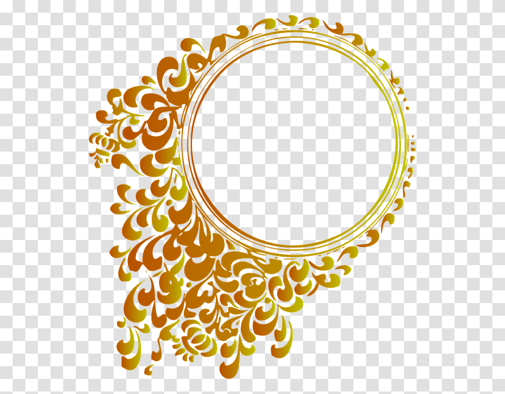 Frame Circle Ring Decoration Baroque Floral Vector Golden Frame, Pattern, Bracelet Transparent Png