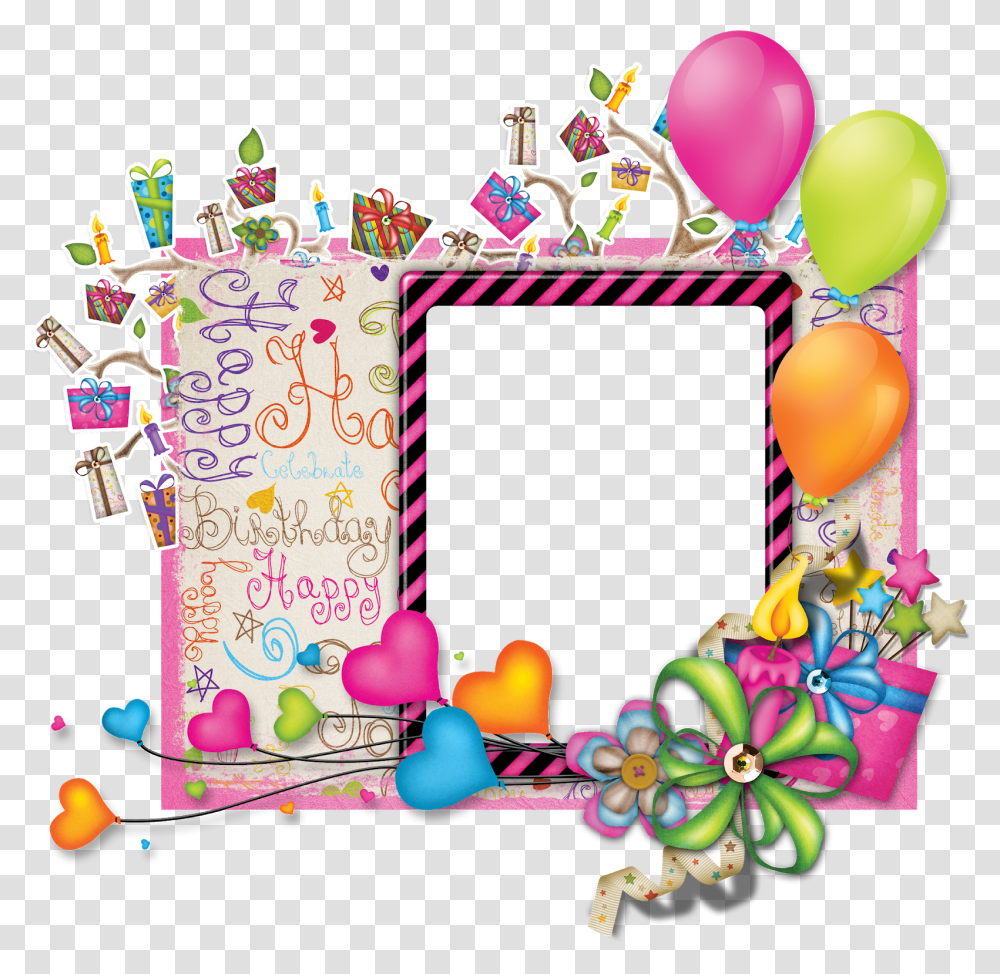 Frame Happy Birthday, Birthday Cake, Food, Alphabet Transparent Png