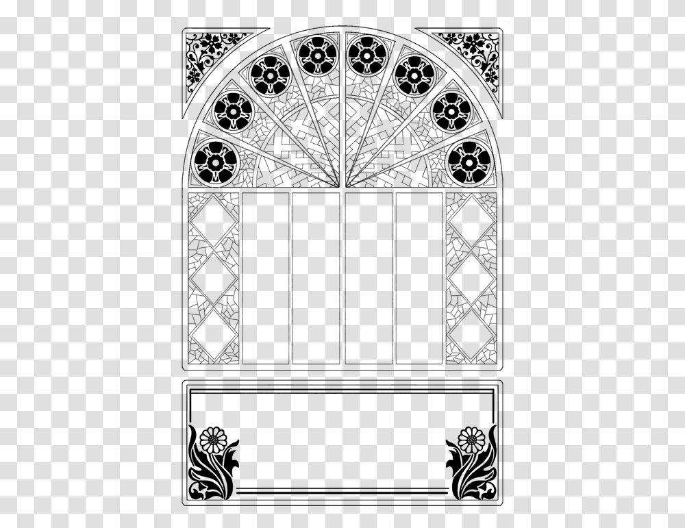 Frame Ornament Decorative Stained Glass Background Window Line Art, Nature, Outdoors, Triangle, Gray Transparent Png