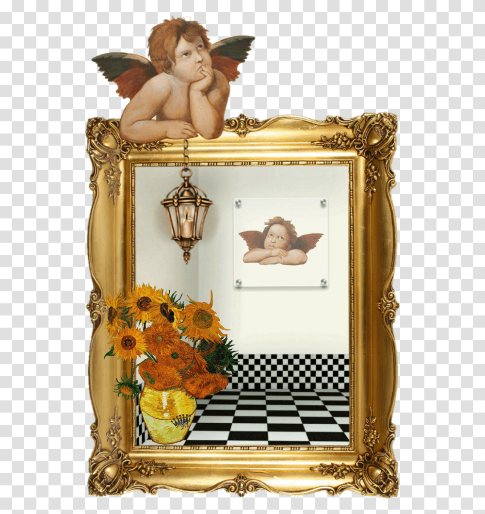 Frame Vase Angel Ircfineartfridayr Fairy, Person, Human, Mirror, Floral Design Transparent Png