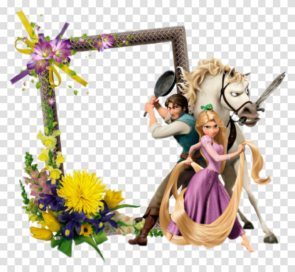 Framecartoondisney Tangled Disney, Person, Plant, Flower, Tennis Racket Transparent Png