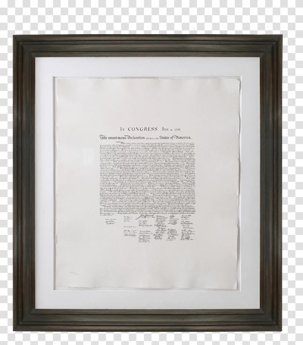 Framed Declaration Of Independence Hand Engraved Printed Declaration Of Independence, Page, Paper Transparent Png