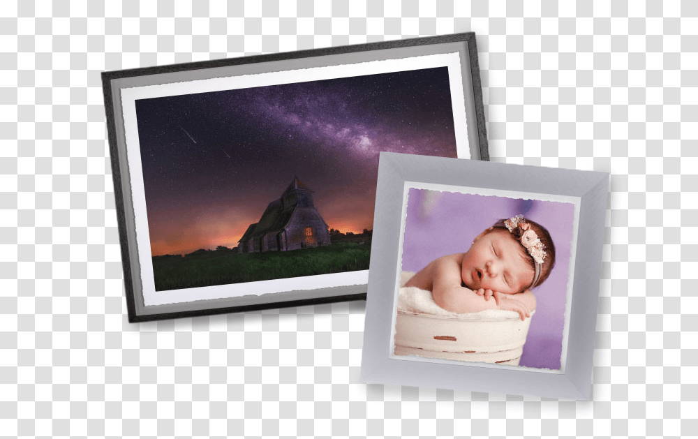 Framed Fine Art Deckled Edge Prints Of A Baby Girl Picture Frame, Newborn, Person, Monitor, Screen Transparent Png