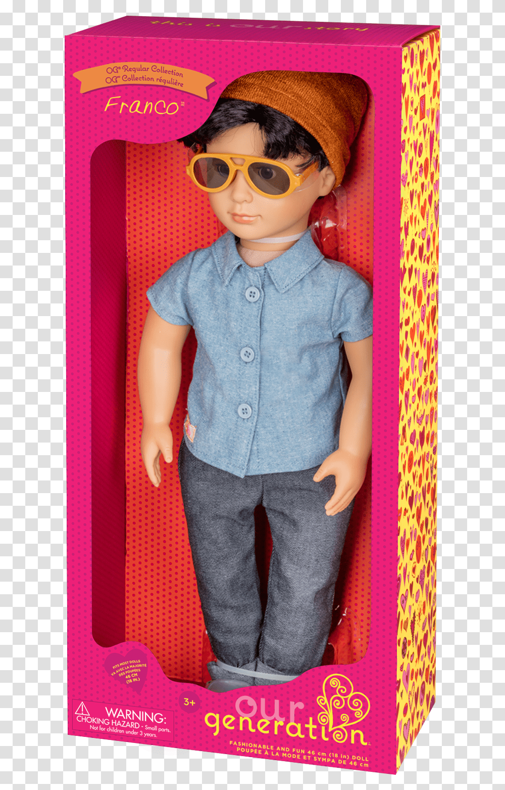 Franco Regular 18 Inch Boy Doll In Packaging Our Generation Boy Doll Franco, Toy, Sunglasses, Accessories, Accessory Transparent Png