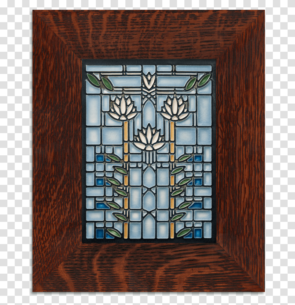 Frank Lloyd Wright Water Lilies Framed Tile Frank Lloyd Wright Waterlilies Stained Glass, Window Transparent Png