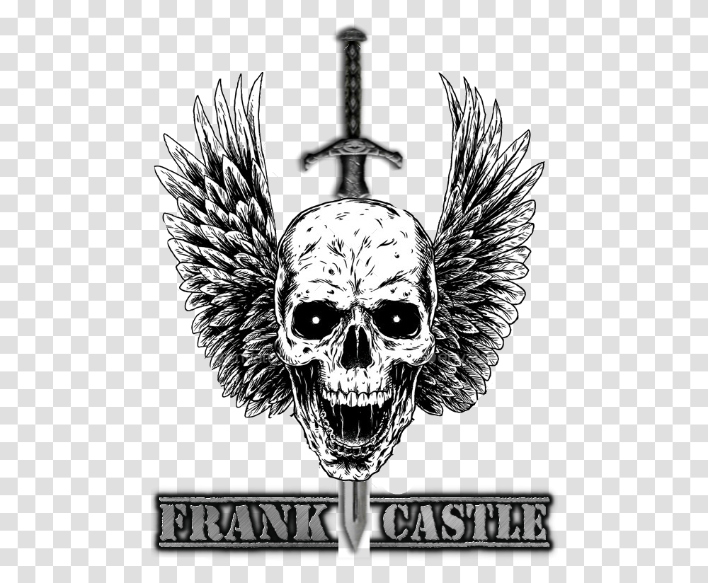 Frank The Punisher Castle Skull And Crossbones With Wings, Emblem, Bird, Animal Transparent Png