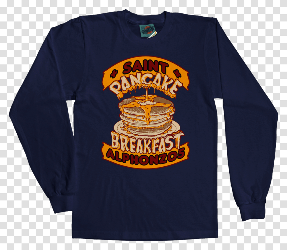 Frank Zappa Inspired Saint Alfonzos Pancake Breakfast Long Sleeved T Shirt, Apparel, T-Shirt, Person Transparent Png
