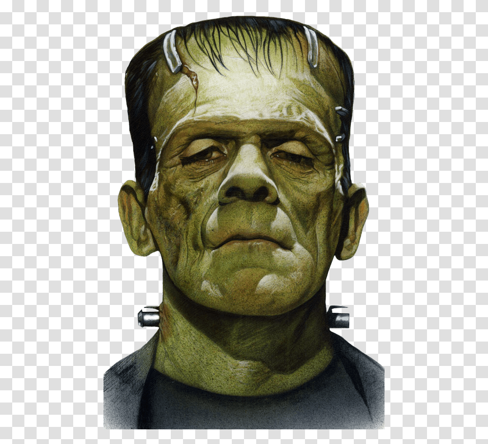 Frankenstein Face Close Up Frankenstein, Head, Sculpture, Person Transparent Png