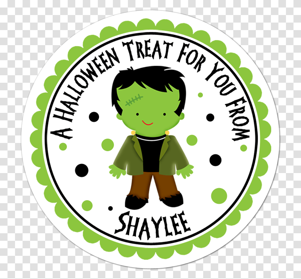 Frankenstein Personalized Halloween Sticker Halloween Invitations For Kids, Label, Text, Logo, Symbol Transparent Png
