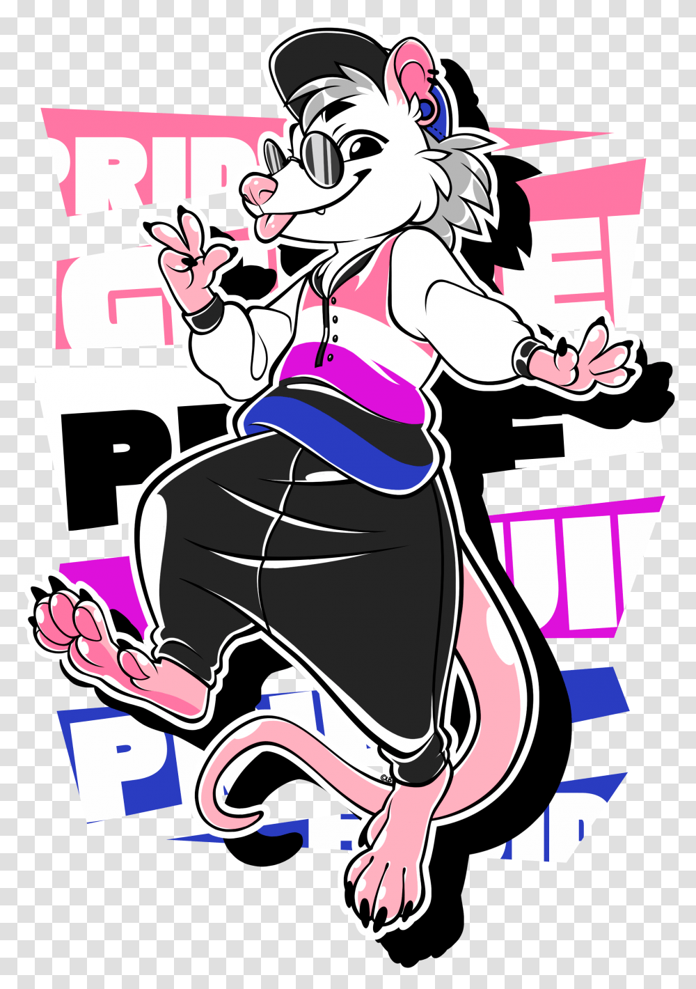 Frankie The Genderfluid Pride Opossum Genderfluid Pride Art, Advertisement, Poster, Comics, Book Transparent Png
