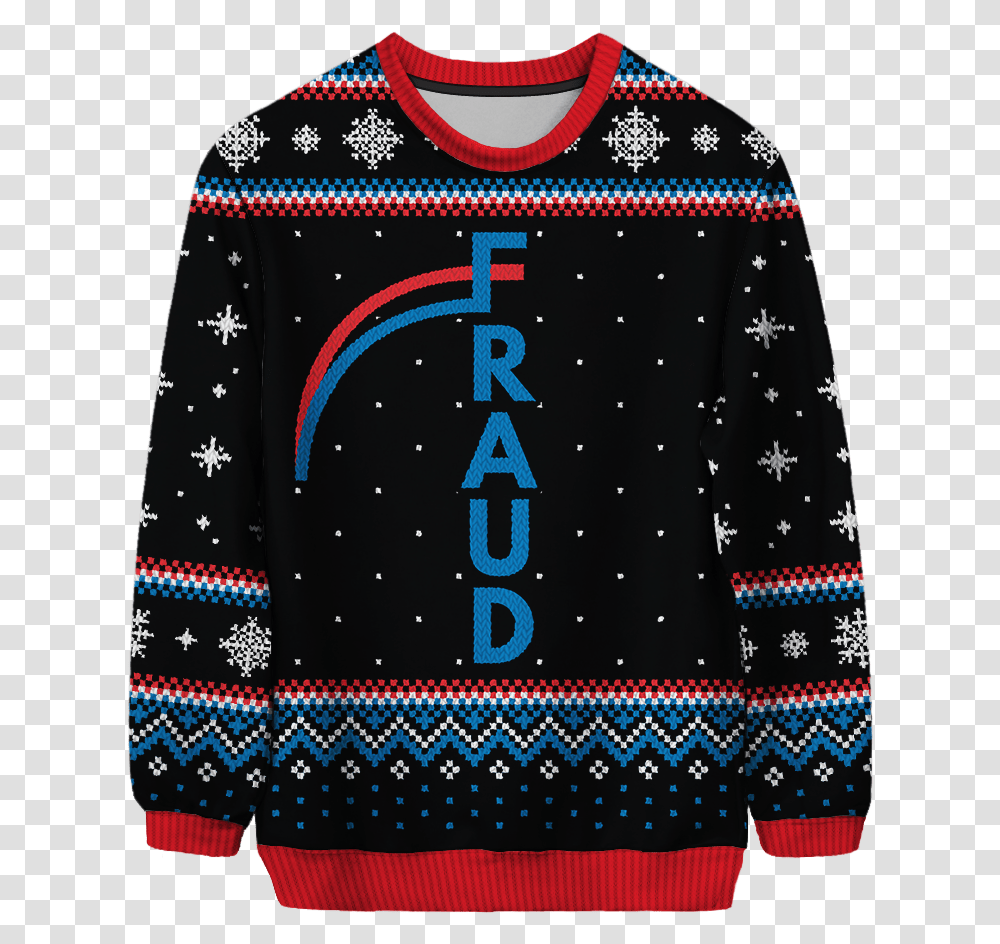Fraud Christmas Sweater Joker Ugly Christmas Sweater, Clothing, Apparel, Shirt, Sleeve Transparent Png