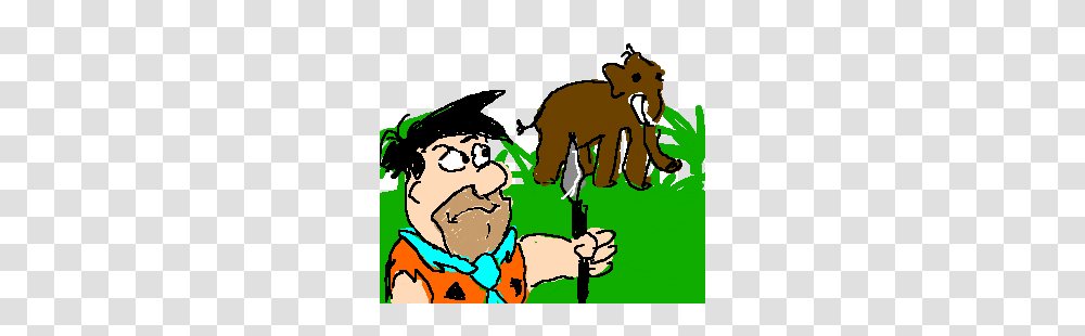 Fred Flintstone Hunting Wooly Mammoth Drawing, Face, Person, Poster, Outdoors Transparent Png