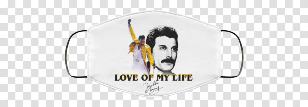 Freddie Mercury Love Of My Life Face Mask Freddie Mercury Face Mask, Person, Human, Logo, Symbol Transparent Png