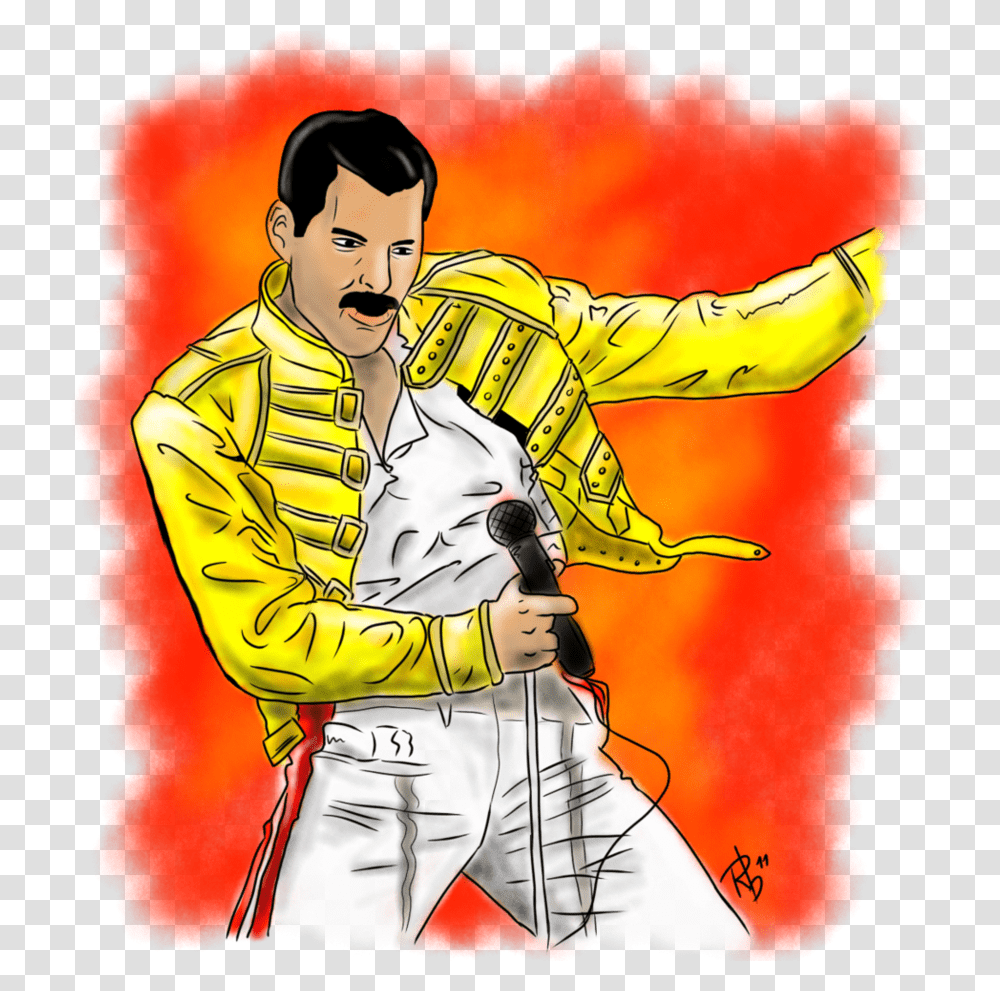 Freddie Mercury Queen Band Freddie Mercury Dibujo Animado, Person, Crowd, Audience, Speech Transparent Png