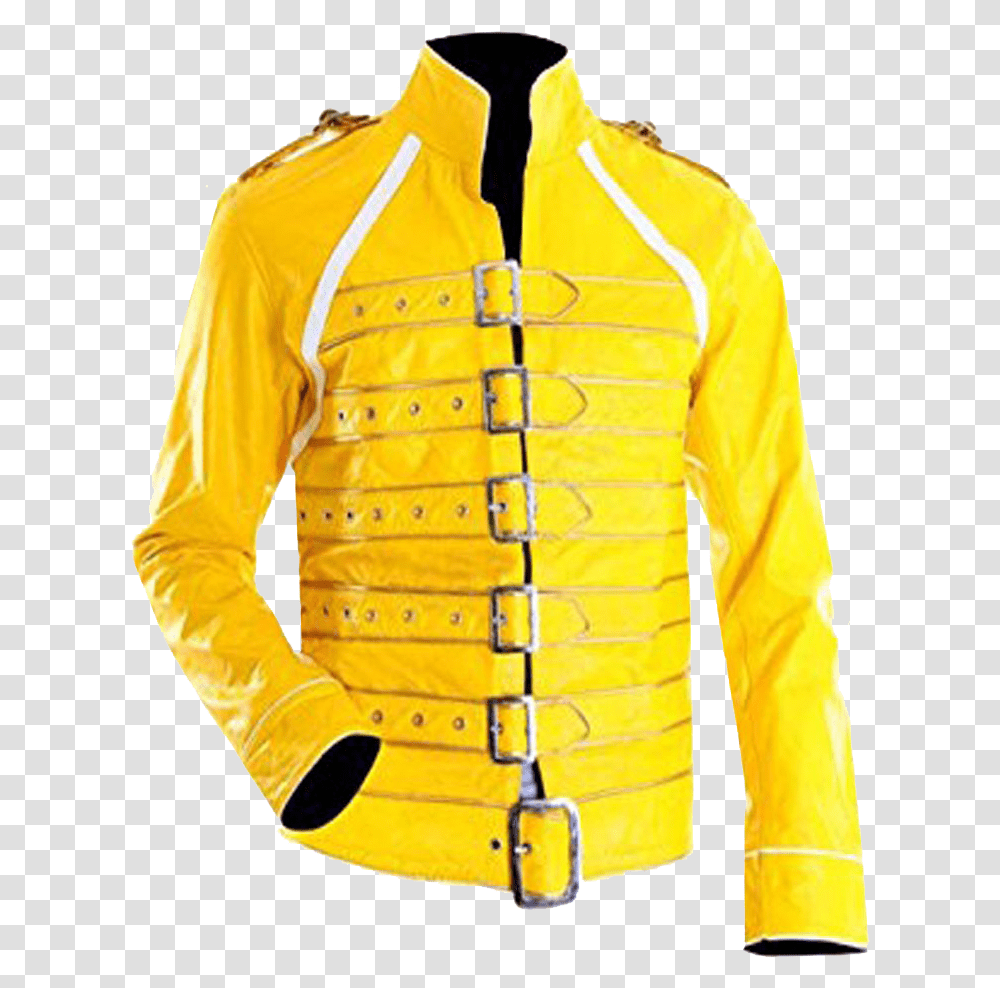 Freddie Mercury Yellow Jacket Download Yellow Military Jacket, Apparel, Coat, Raincoat Transparent Png
