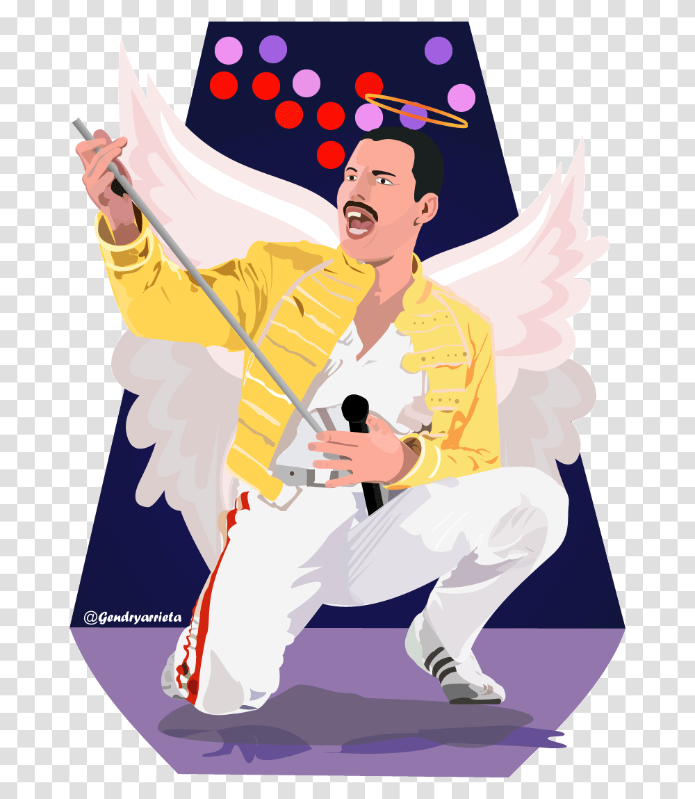 Freddieremake Freddie Mercury Con Alas, Person, Cupid, Sport Transparent Png