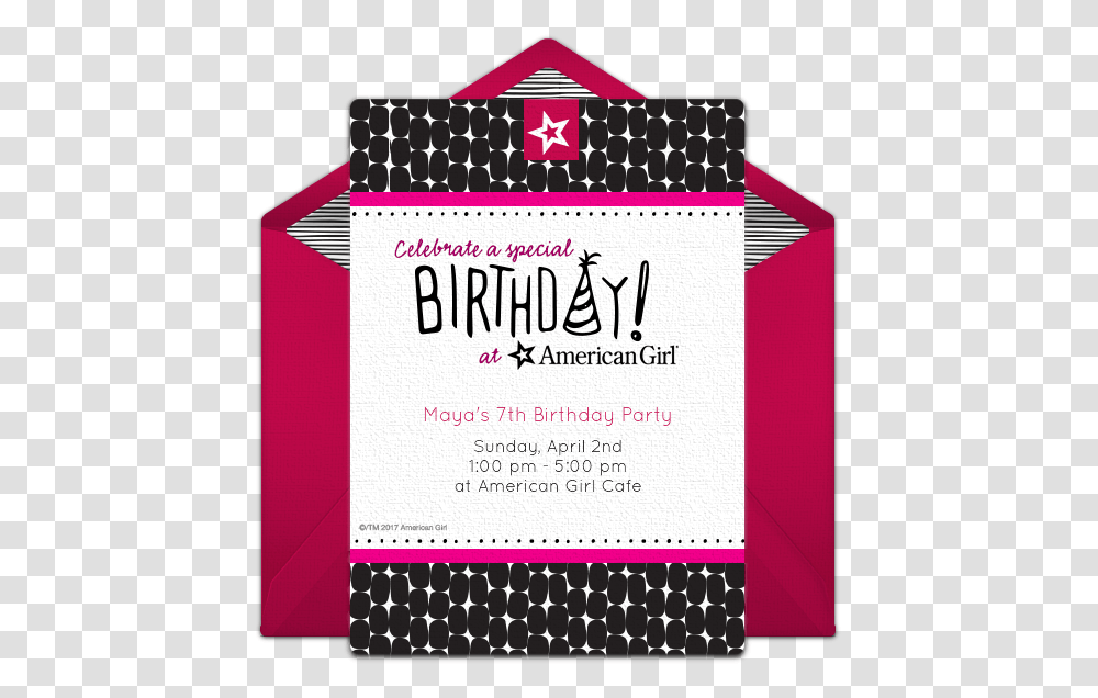 Free American Girl Birthday Online Invitation Punchbowlcom Flyer, Poster, Advertisement, Paper, Brochure Transparent Png