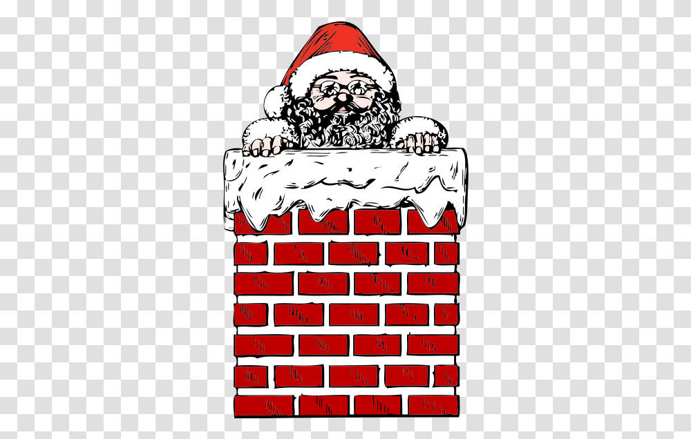 Free Background Christmas Clipart Public Santa Going Down The Chimney, Brick, Text, Performer, Poster Transparent Png