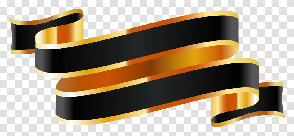 Free Banners Konfest Black And Gold Ribbon, Tool Transparent Png