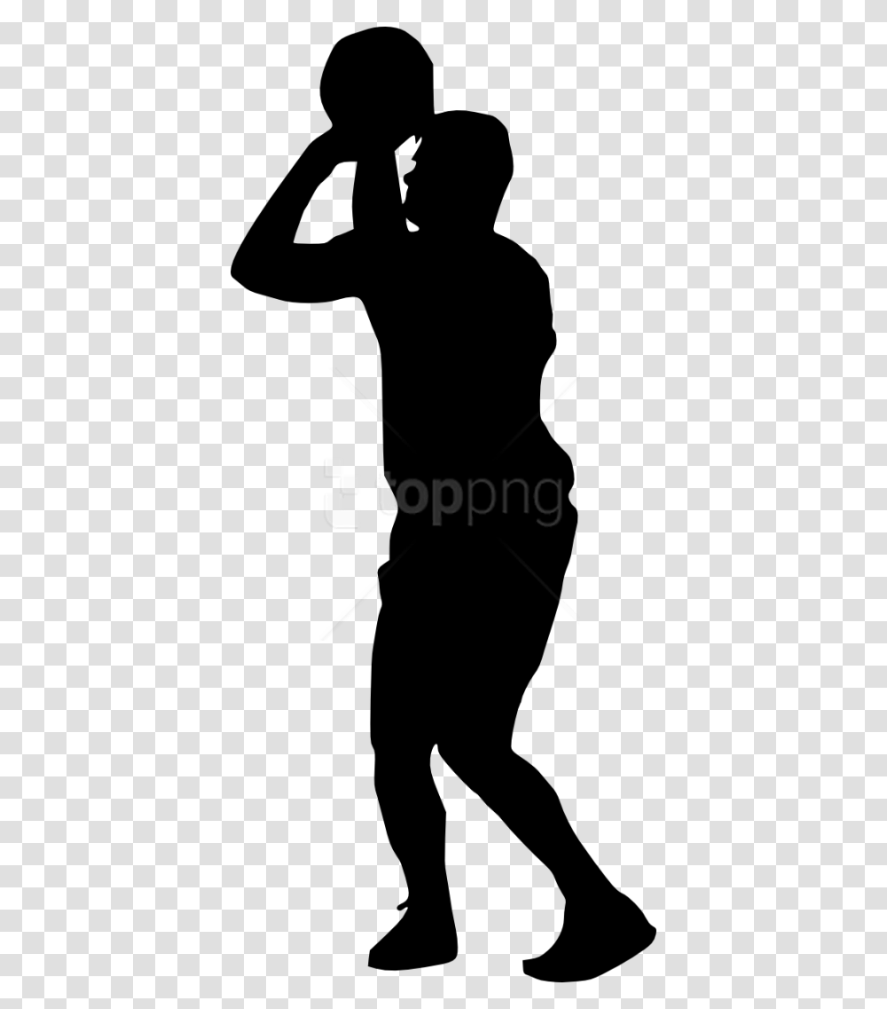 Free Basketball Player Silhouette Basketball Player Clipart, Person, Human, Ninja, Kneeling Transparent Png