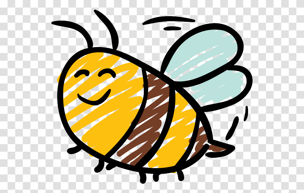 Free Bee With Background Bees Drawing, Hand, Graphics, Art, Helmet Transparent Png