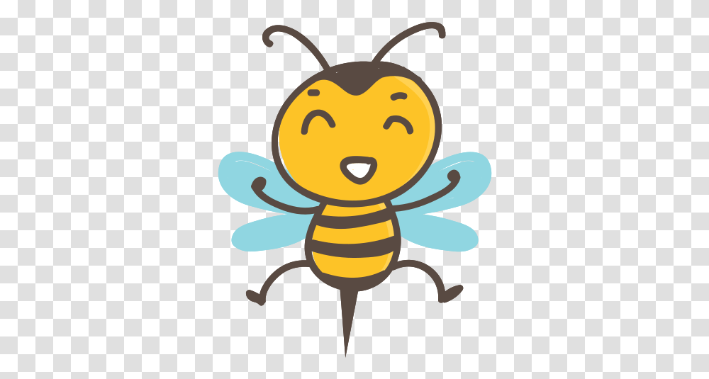 Free Bee With Background Cartoon Bee Stinger, Invertebrate, Animal, Insect, Honey Bee Transparent Png