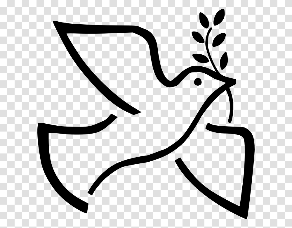 Free Black And White Large Print Religious Dove Of Peace Christmas, Gray, World Of Warcraft Transparent Png