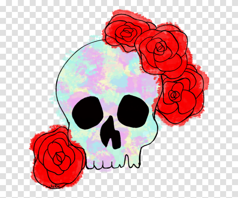 Free Black And White Sugar Skull Floral Clipart, Doodle, Drawing, Rose Transparent Png