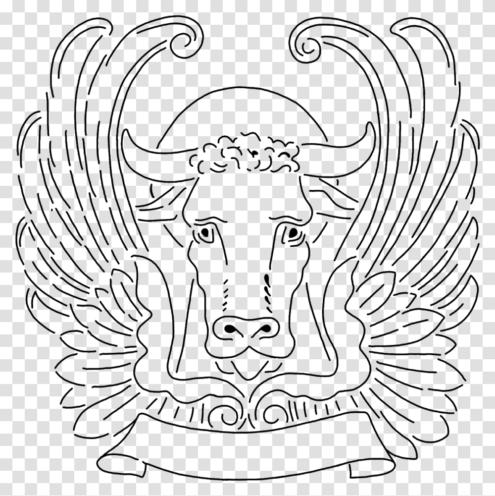 Free Black Outline Stencil Clip Art Bull, Gray, World Of Warcraft Transparent Png
