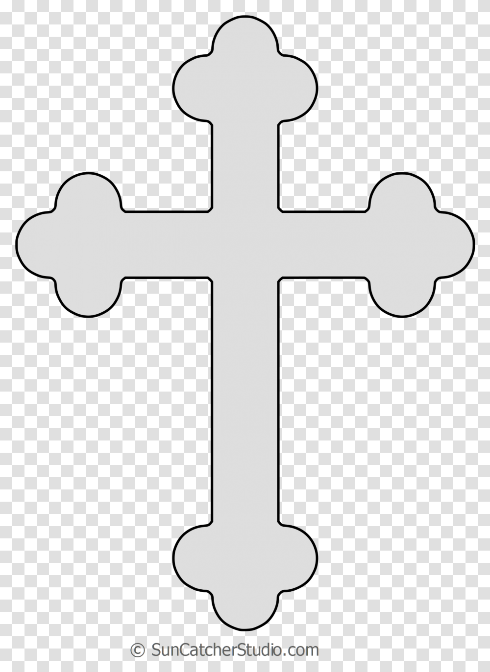 Free Budded Holy Cross Pattern Stencil Templates Printable White Cross Cake Topper, Crucifix Transparent Png