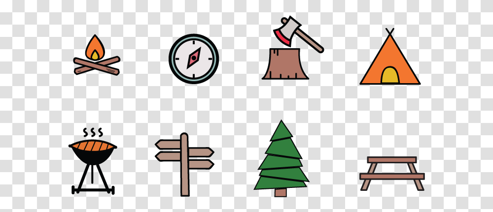Free Camping Vector Graphics Pack Camping Vector Art, Bench, Furniture, Clock Tower Transparent Png