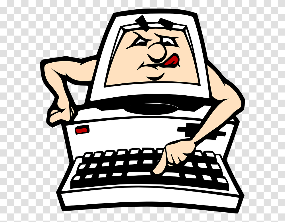 Free Cartoon Computer Clipart, Electronics, Computer Hardware, Keyboard, Lawn Mower Transparent Png