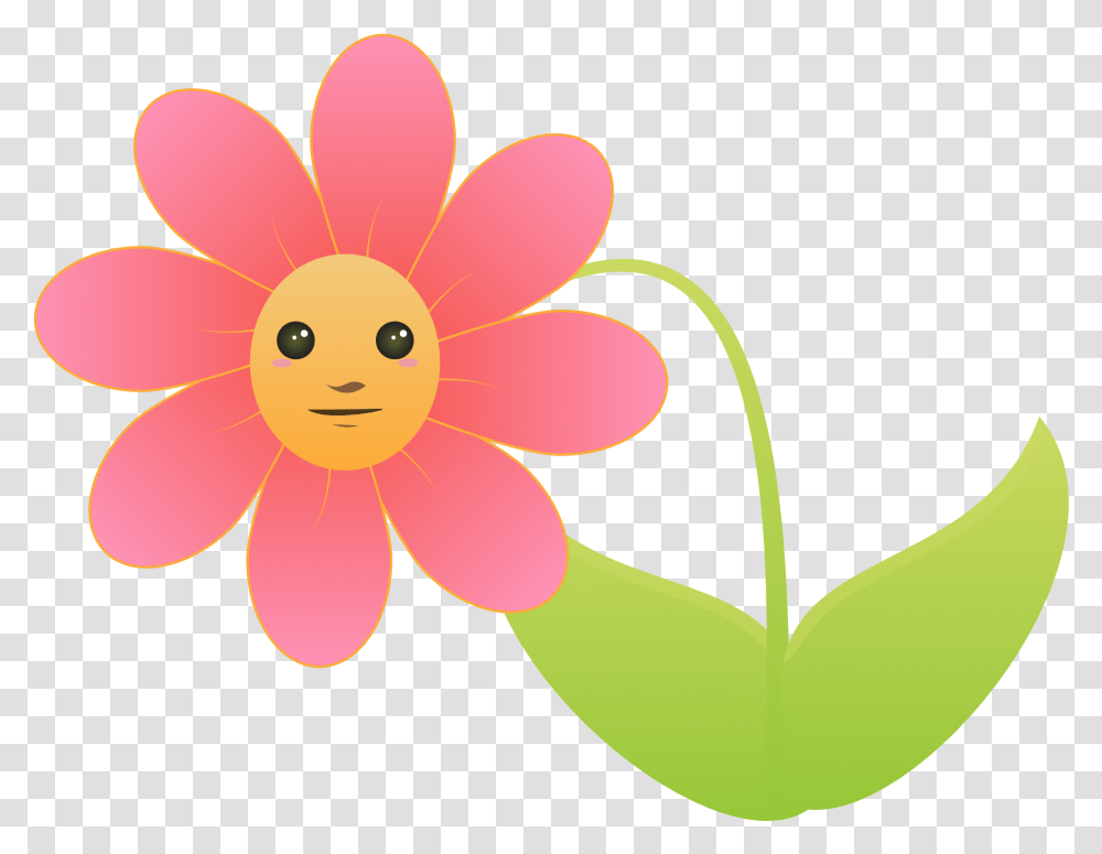 Free Cartoon Flower Clip Art Flower With Face Clipart Flower With A Face Clipart, Plant, Anther, Blossom, Daisy Transparent Png