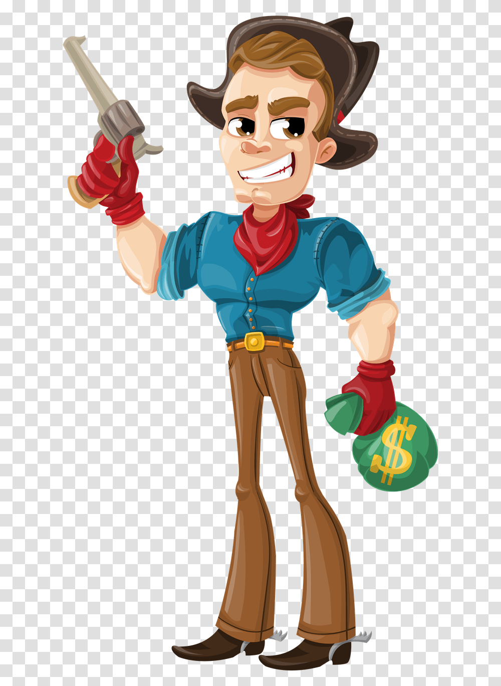 Free Cartoon Western Outlaw Clip Art, Costume, Person, Figurine Transparent Png