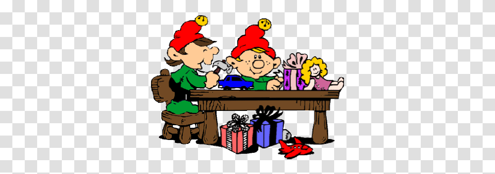 Free Christmas Elf Clipart Christmas Elves Animations Cartoon Elves Making Toys, Person, Human, Super Mario, Performer Transparent Png