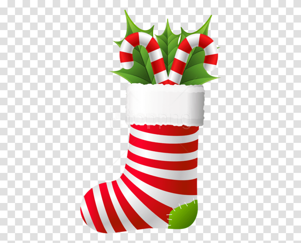 Free Christmas Stocking With Candy Clip Art Christmas Sock, Gift, Clothing, Apparel, Footwear Transparent Png