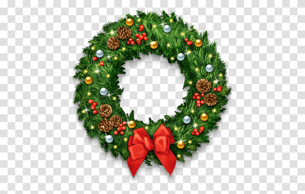 Free Christmas Wreath Clipart Christmas Wreath, Christmas Tree, Ornament, Plant Transparent Png
