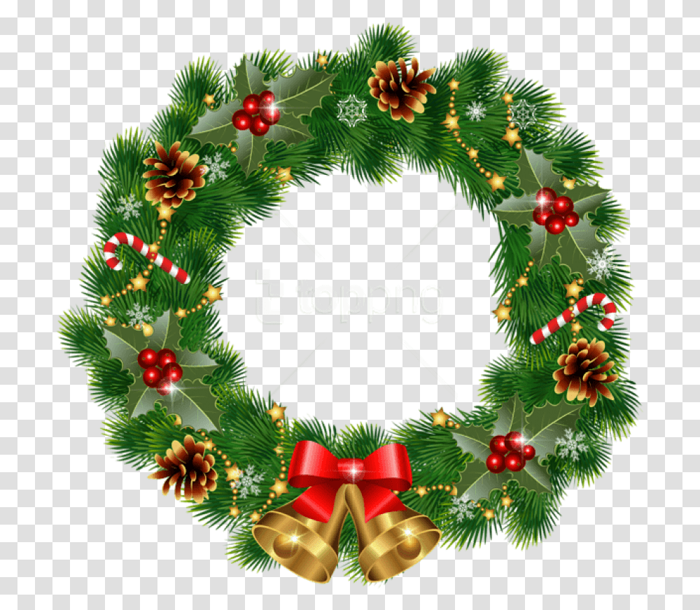 Free Christmas Wreath With Bells Images, Christmas Tree, Ornament, Plant, Green Transparent Png