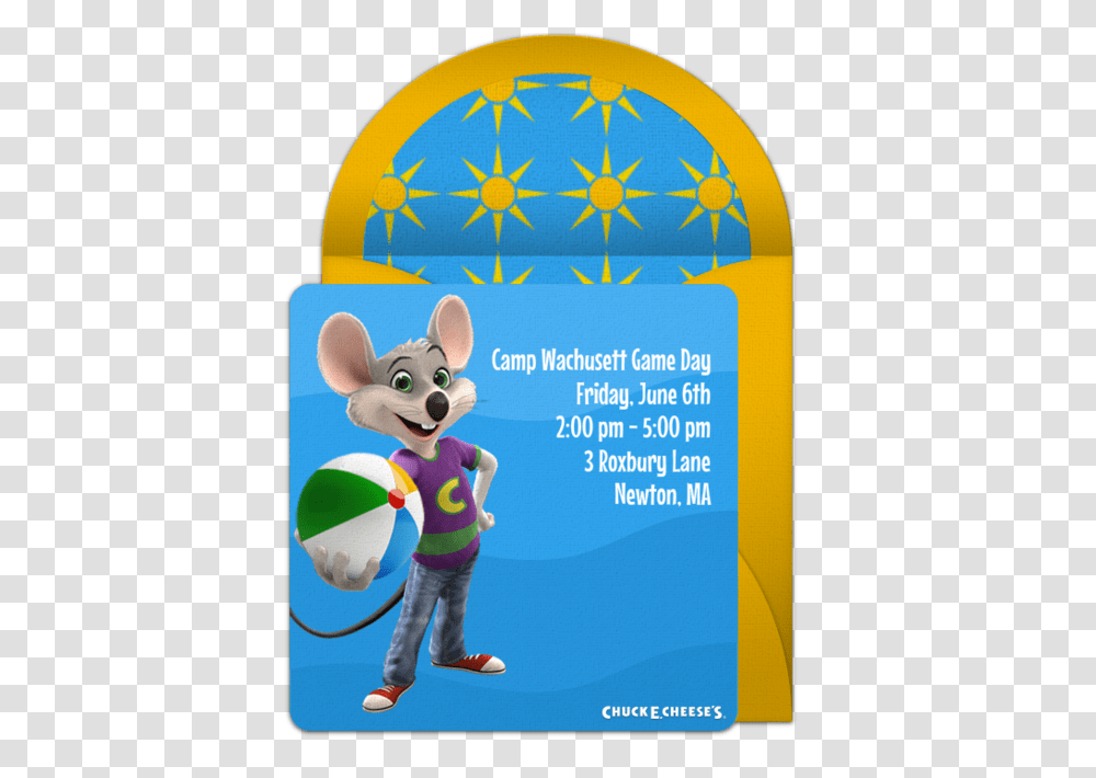 Free Chuck E Cheeses Summer Online Invitation, Advertisement, Poster, Person Transparent Png