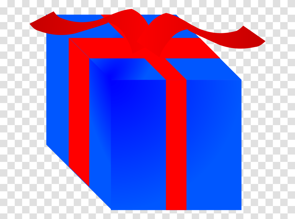 Free Clip Art Blue Gift Box Wrapped With Red Ribbon Transparent Png
