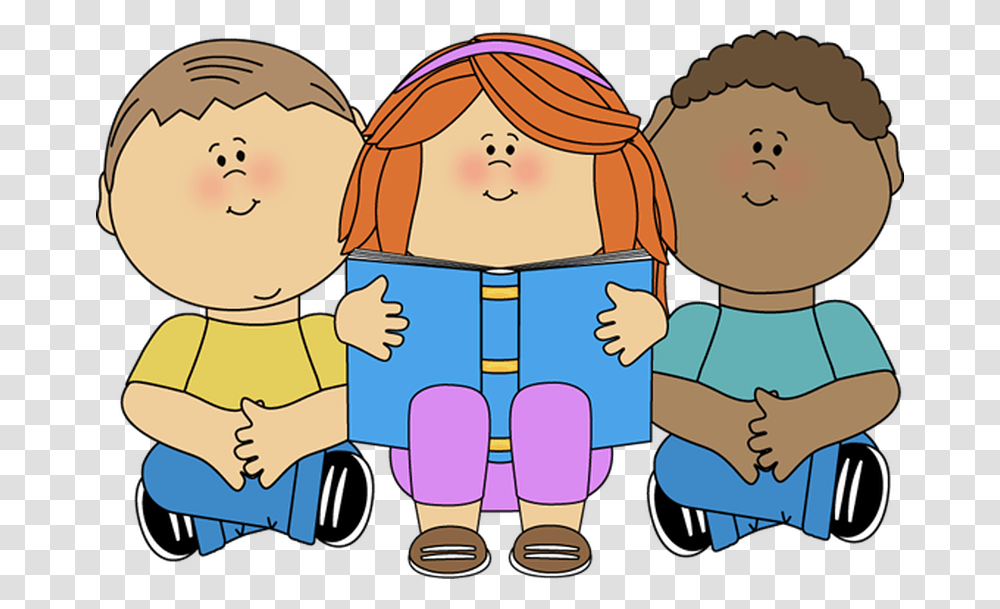 Free Clip Art Children Group, Reading, Girl, Female, Hug Transparent Png