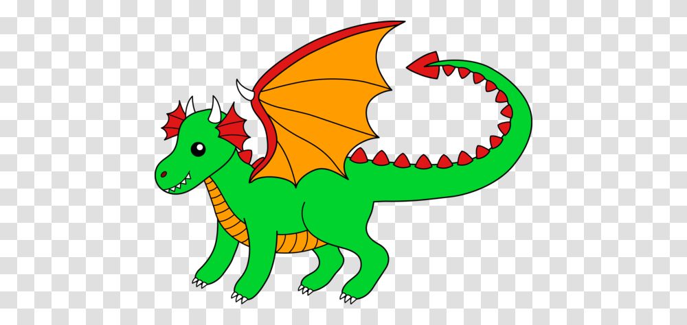 Free Clip Art Of A Cute Green Dragon With Orange Wings Scrapin Transparent Png
