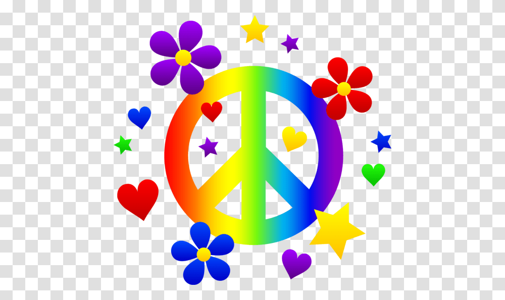 Free Clip Art Of A Rainbow Peace Sign With Hearts Stars, Star Symbol, Nuclear Transparent Png