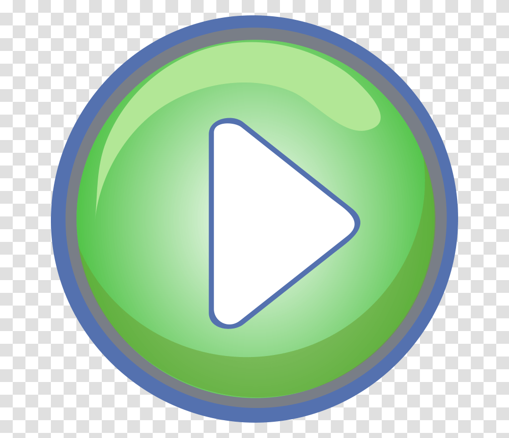 Free Clip Art Play Button Green With Blue Border, Triangle Transparent Png