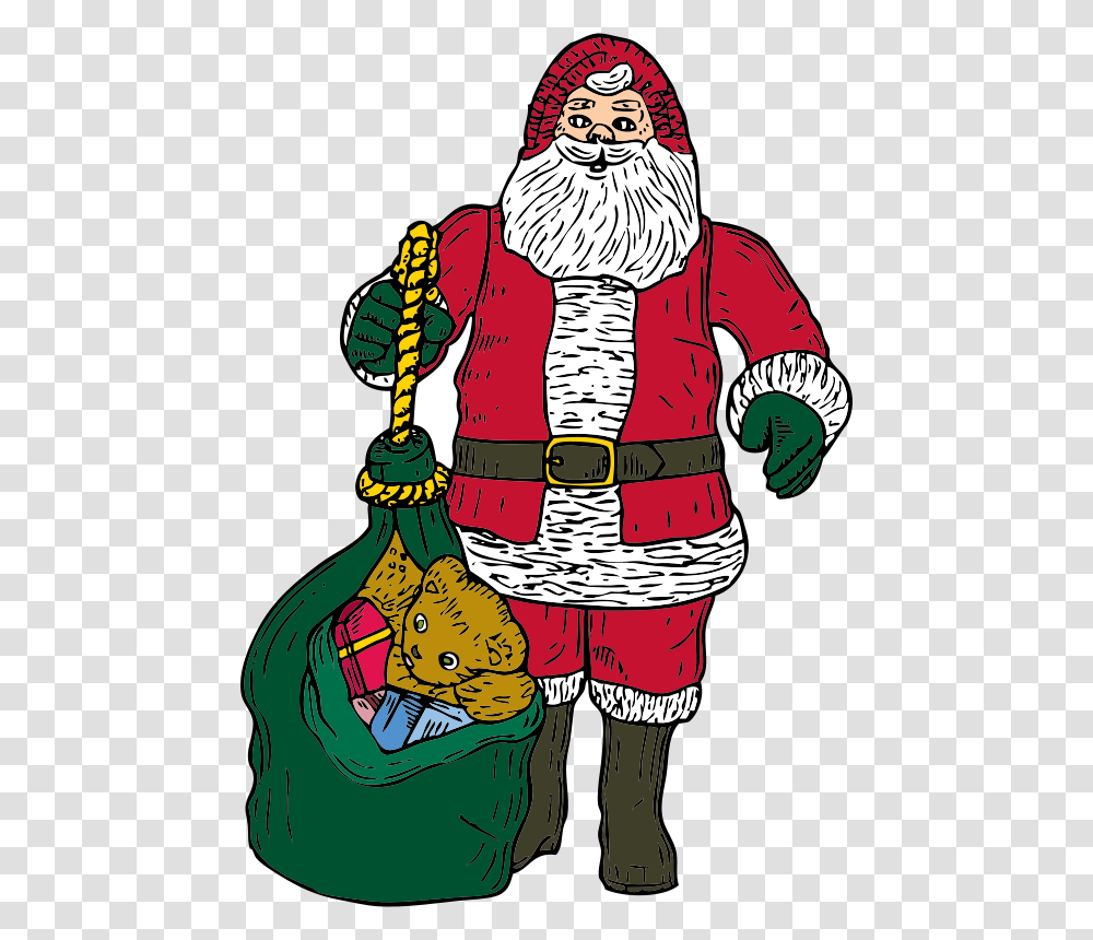 Free Clip Art Santa And Bag, Person, Human, Costume Transparent Png