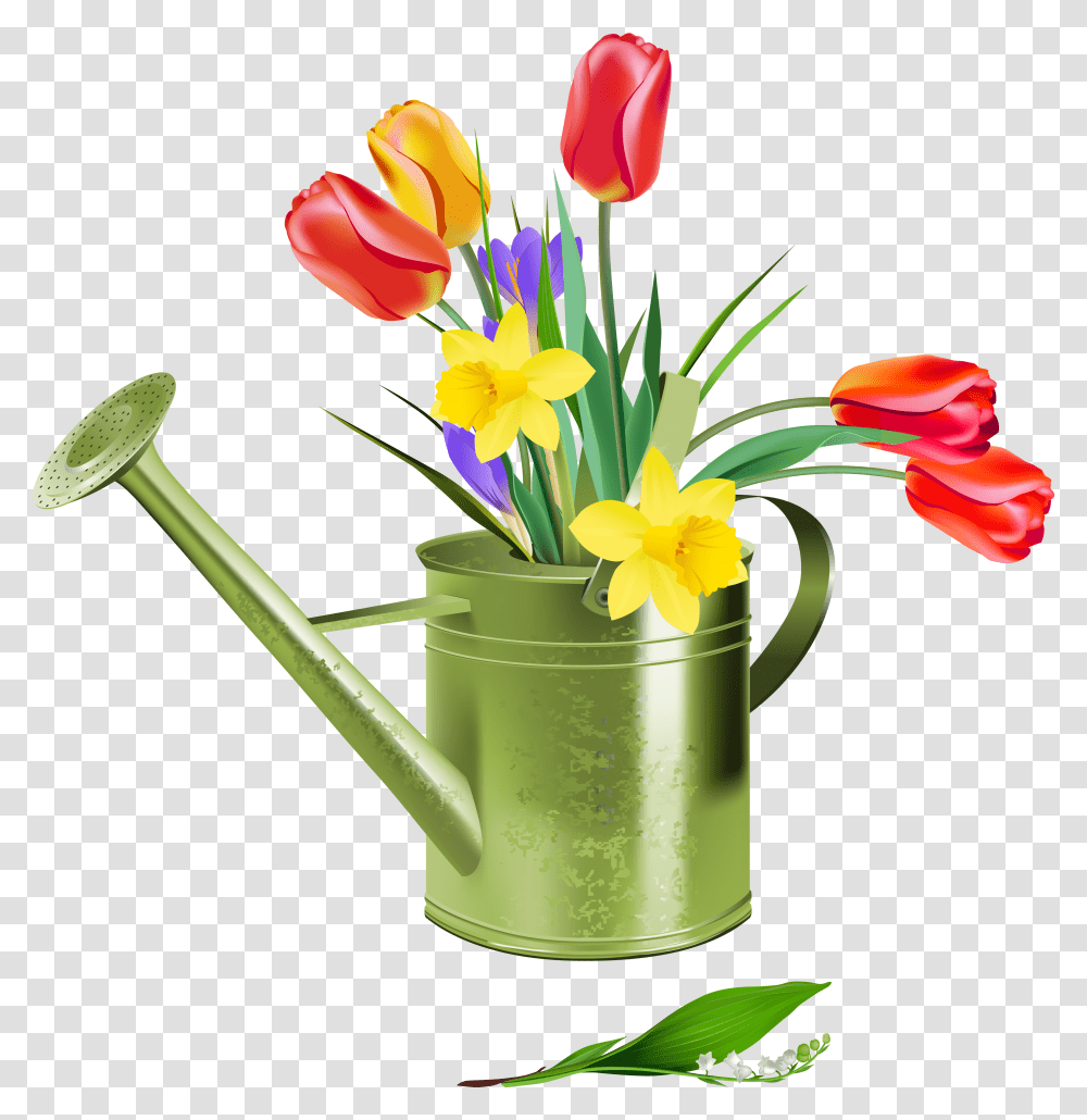 Free Clip Art Spring Flowers, Tin, Can, Watering Can, Plant Transparent Png